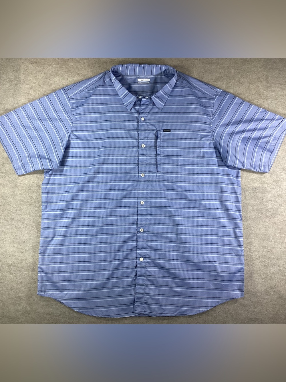 Columbia Light Blue Striped Short-Sleeve Button-Down Shirt 3X Tall